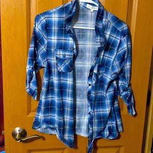 Blue and White Flannel Size Large
